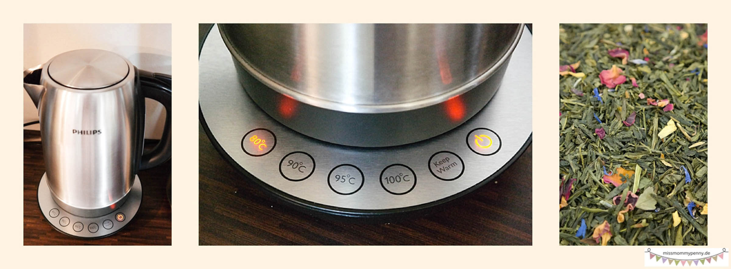 Philips Wasserkocher mit Temperaturregler
